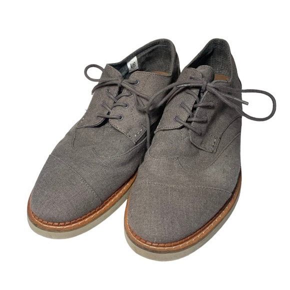 Toms Oxford Shoes Men’s Size 10.5 US Grey Aviator Brogue Wingtip Lace-up Textile - Picture 1 of 11